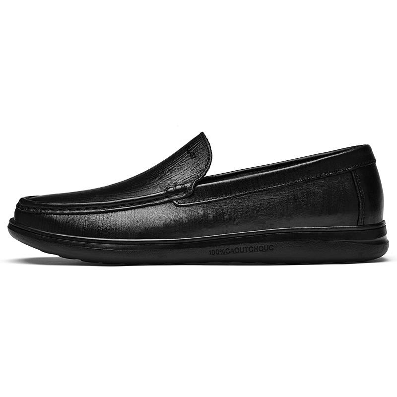 WENNAI Top Grain Cow Leather Casual Shoes Men's Black