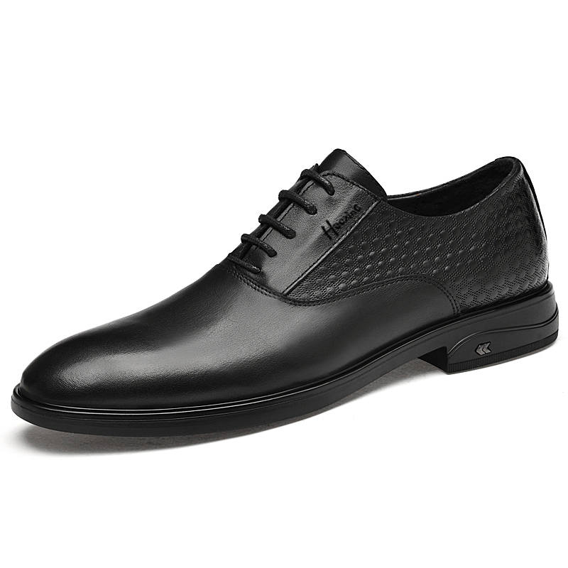 HAOXING Top Grain Cow Leather Dress Shoes Men's Black