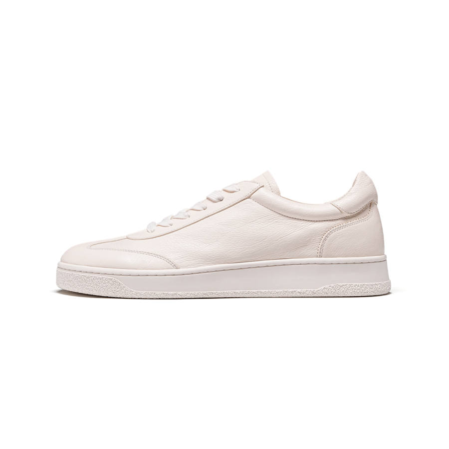 TRUFFAUT Soft Shoe Upper German Army Trainers Cow Leather Low top Skateboard Shoes Men's White