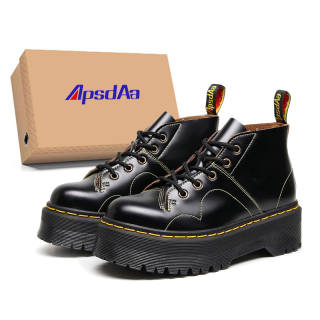 VFTS ApsdAa X VFTS Cow Leather Combat Boots Unisex Black
