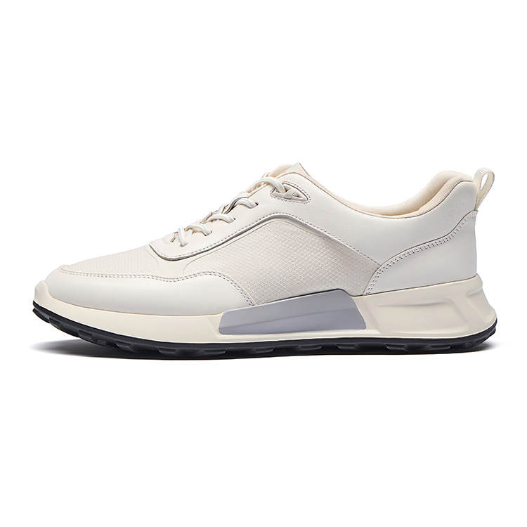 SEVEN Textile, Cow Leather Lightweight Low top Casual Shoes Men's All White