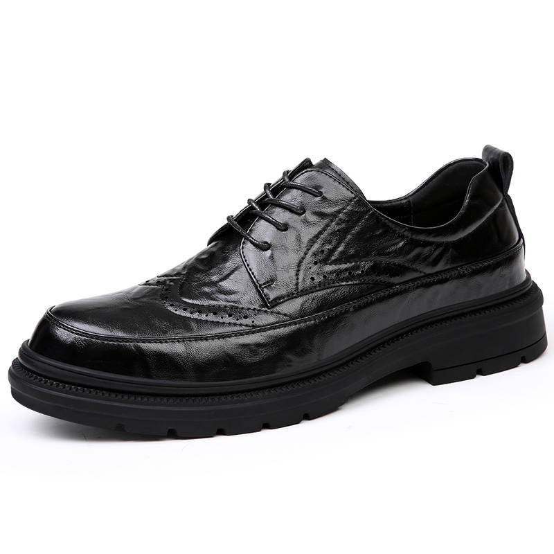 CKVUSAMG Casual Leather Shoes Men's Low Top Black/Brown