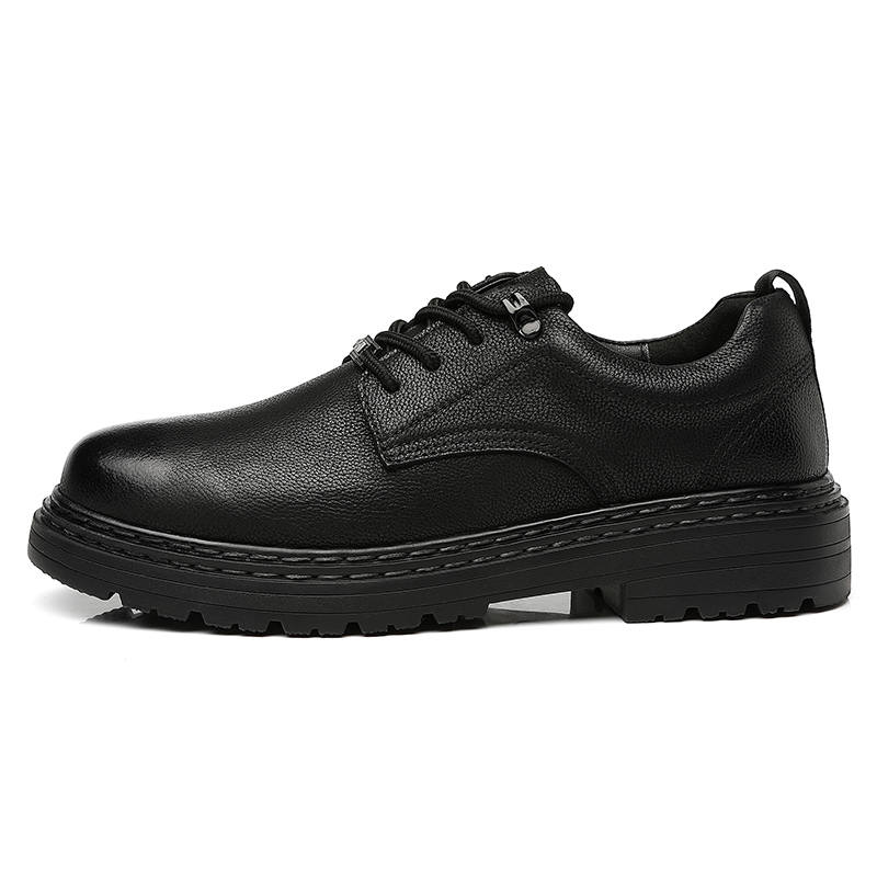 DUNNU Casual Leather Shoes Men's Low Top Black