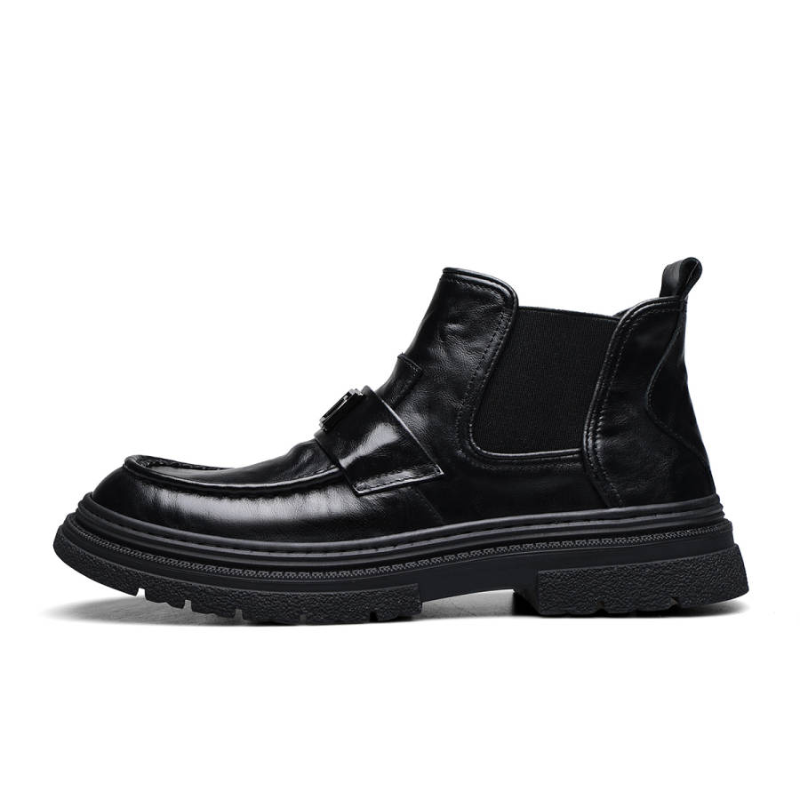 D:FUSE SCANDINAVIA D FUSE SCANDINAVIA Fashion Vintage Fleece Lined Short Chelsea Boots Men's Black