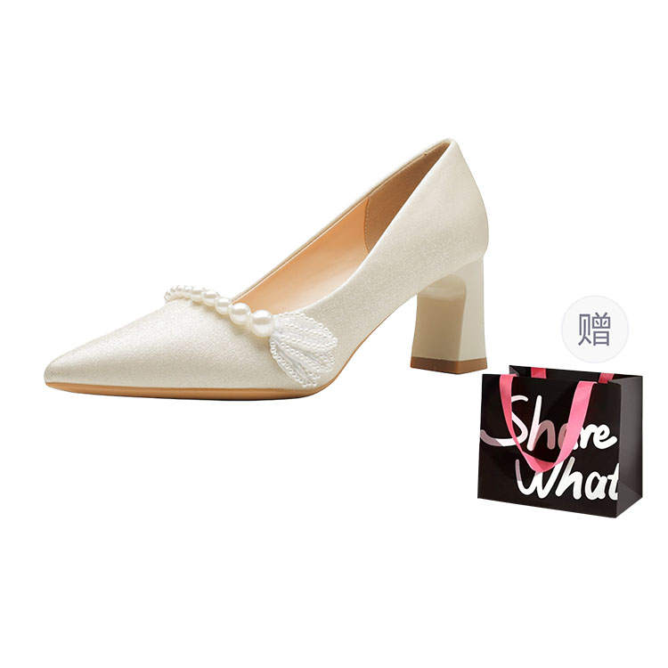 BIGTREE BIGTREE Chunky Heel High Heels Women's Apricot