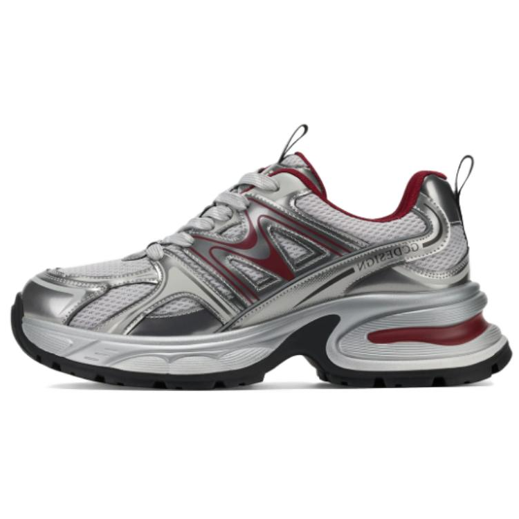 GG-CC GG CC Fabric Cushioning Low top Chunky Sneakers Women's Burgundy