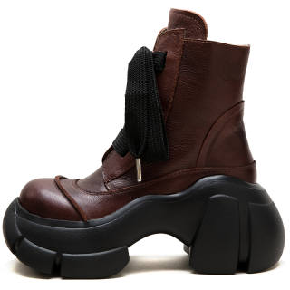 MATA Top Grain Cow Leather Short Combat Boots 8CM Women's