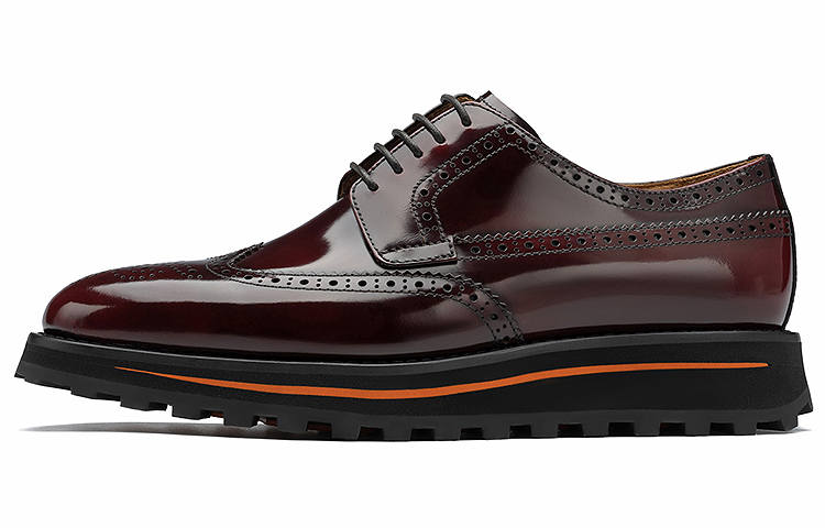 Roberta Di Camerino Casual Leather Shoes Men's Low Top Burgundy