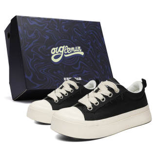OUGLEMEN Low top Canvas Shoes Men's Black Box