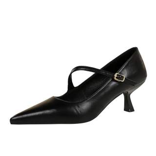 YAFEI XUANYU Microfiber Leather Slim Heel Mary Jane Shoes 6CM Women's