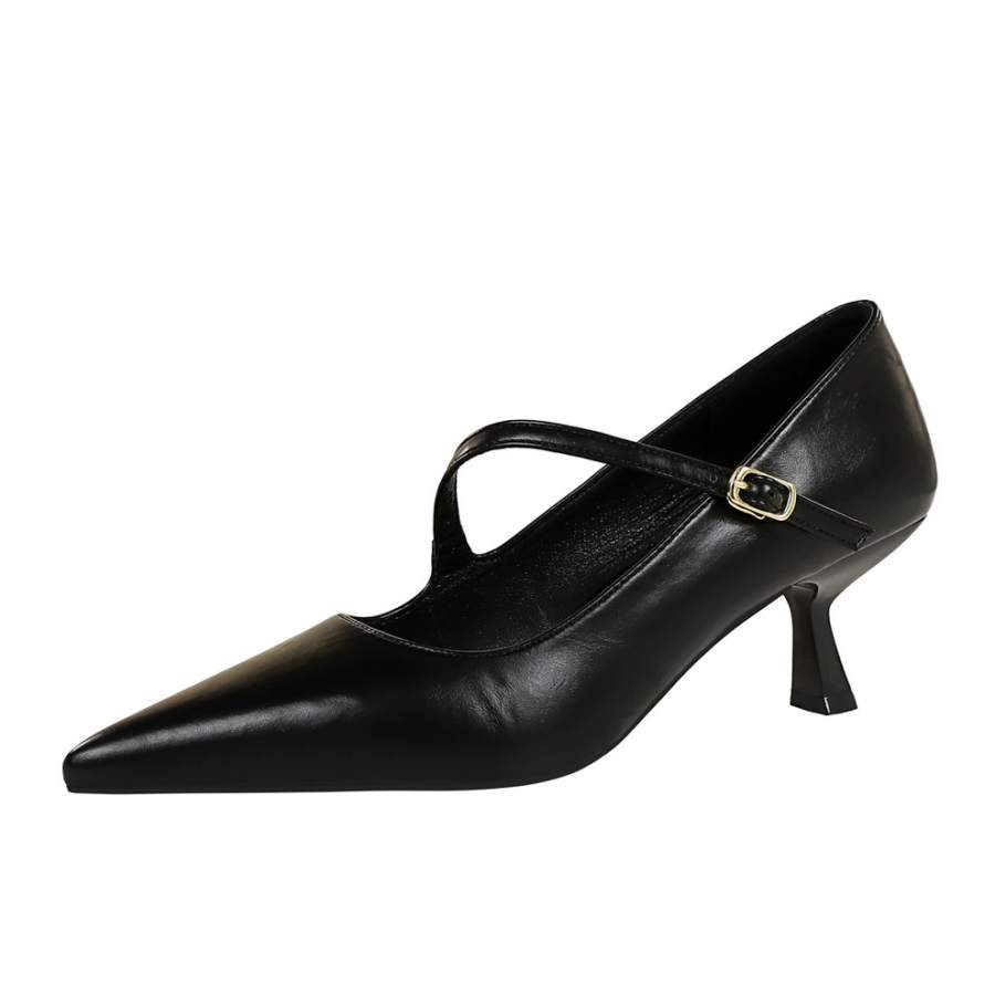 YAFEI XUANYU Microfiber Leather Slim Heel Mary Jane Shoes 6CM Women's
