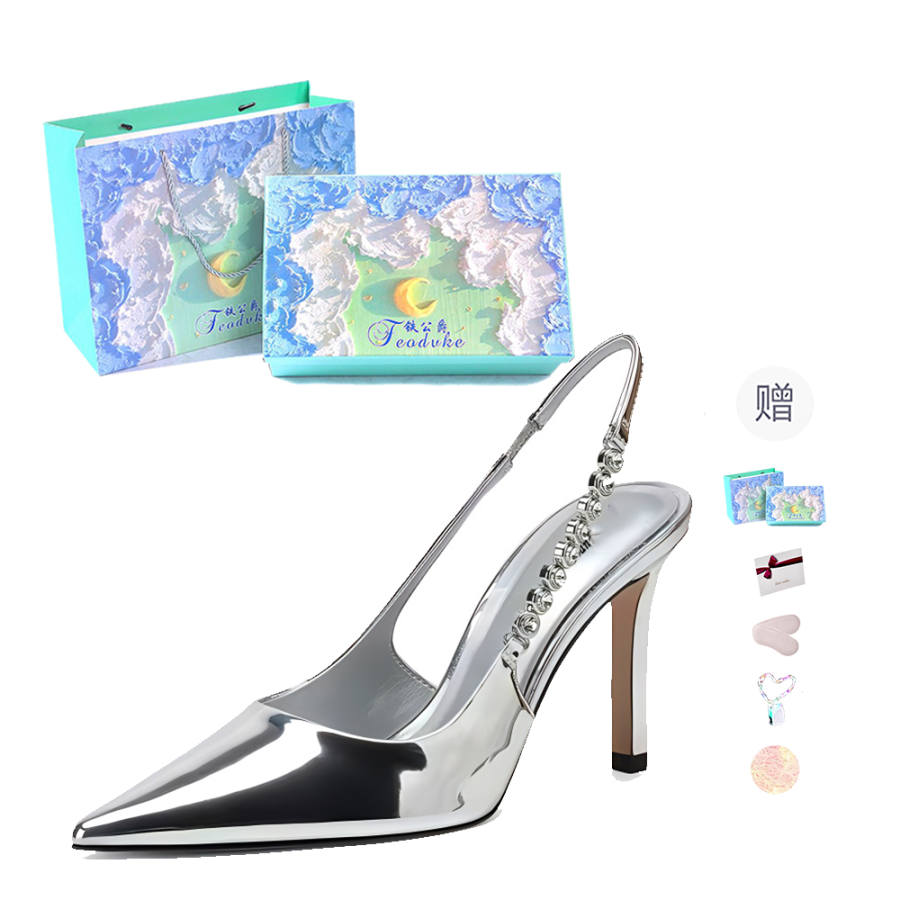 Feo Dvke Pu Slim Heel High Heels 7cm Women's Gift Box Set