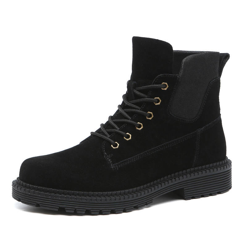 Devanro Devanro Cow Suede Short Combat Boots Men's Black
