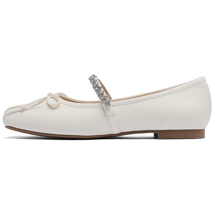 AGSDON Mary Jane Shoes Women's Beige/Silver