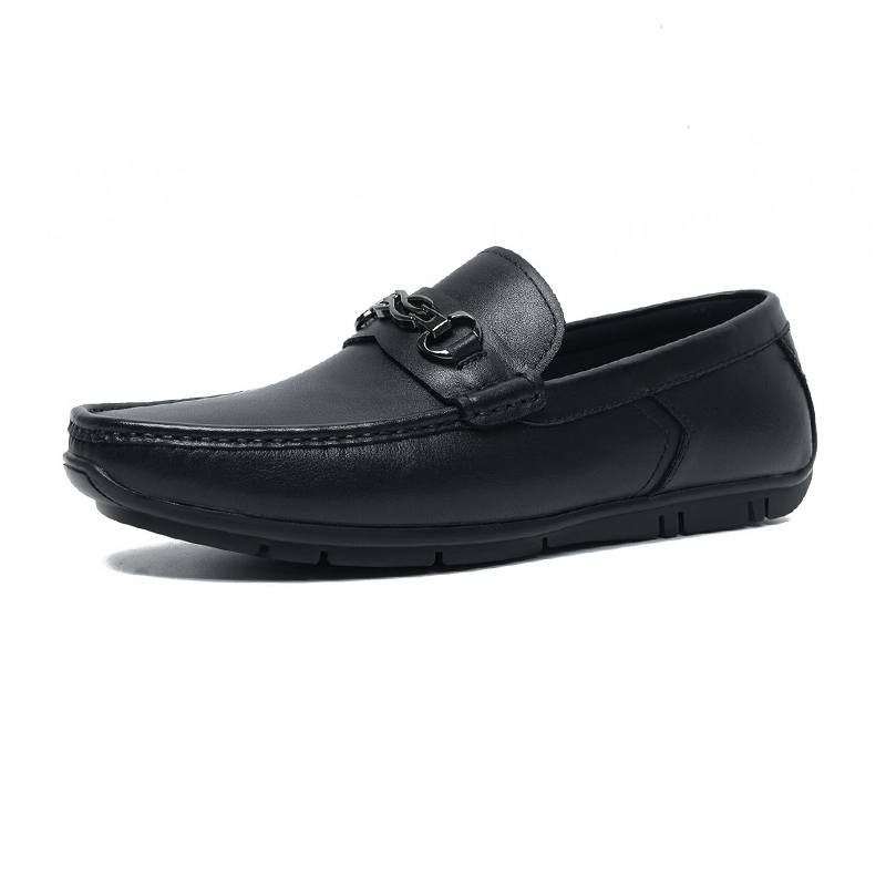 SENJIALUO Top Grain Cow Leather Casual Shoes Men's Black