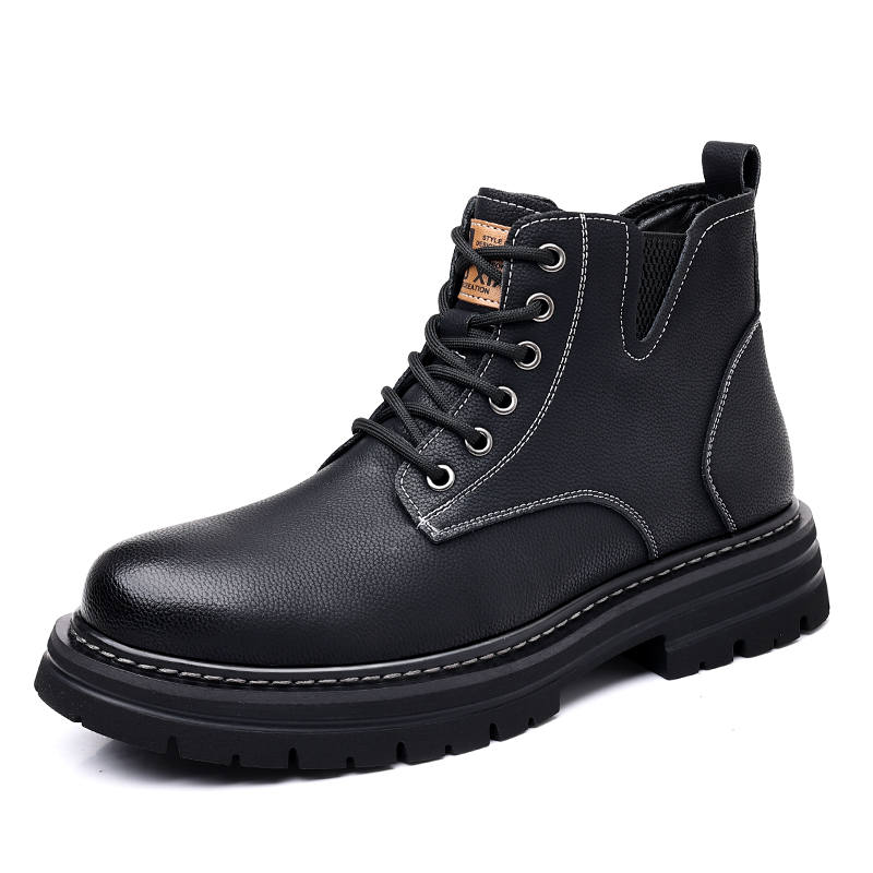 Shanpijiang PU Short Combat Boots Men's Black