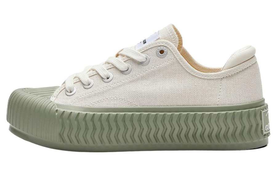 Excelsior Height Increasing Abrasion Resistant Slip Resistant Canvas Shoes Unisex Beige Green