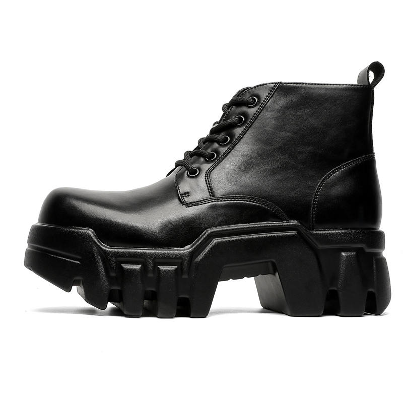 V ZERO FIVE V ZERO FIVE Microfiber Leather Short Combat Boots 7CM Men's Black