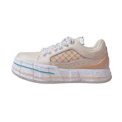 Farmer Bob Sandwich Cookies Collection Skateboard Shoes Unisex Low Top Beige