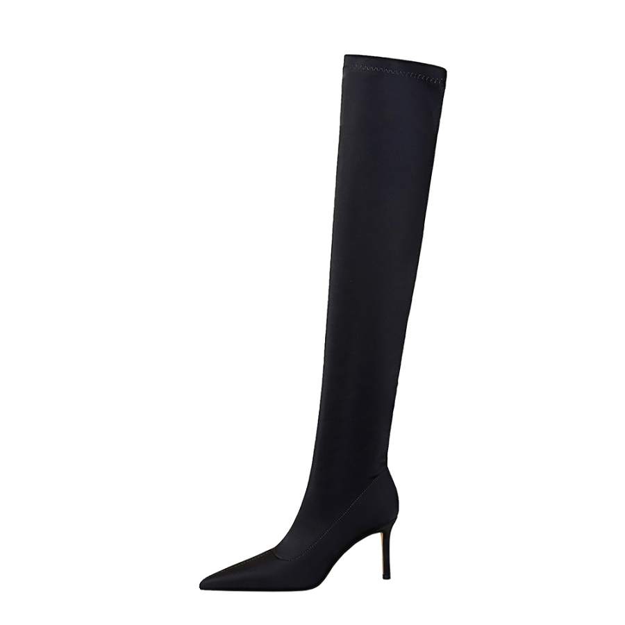QITUMAUL Suede Over the knee Boots 8.5cm Women's Black