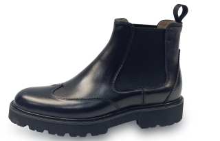 ANTONIO BAREZZI Top Grain Cow Leather Short Chelsea Boots Men's Black