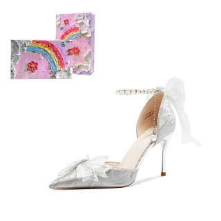 Crelinkxlat French Fairy Soft Elegance Premium Aesthetic Crystal Pu Slim Heel High Heels Women's