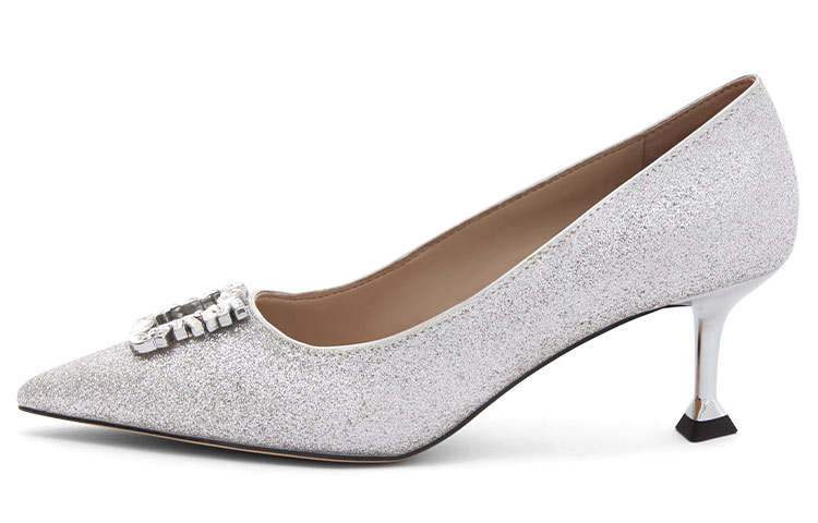 CHARLES&KEITH Slim Heel Mary Jane Shoes 6CM Women's Silver