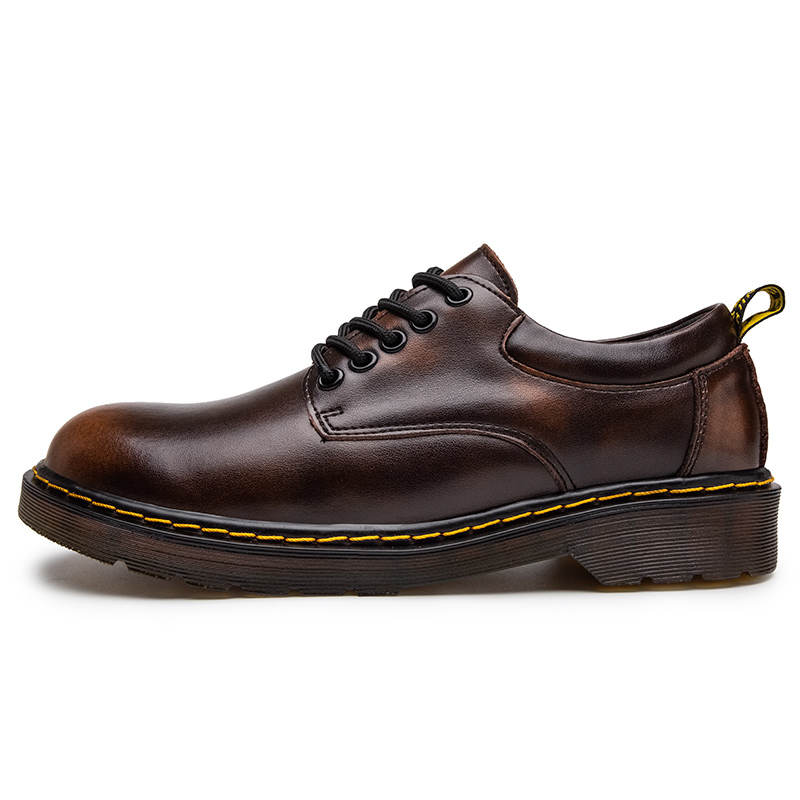 WENNAI Top Grain Cow Leather Casual Shoes Men's Bronze