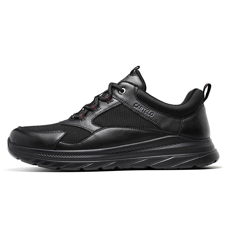 CARTELO Cow Split Leather Casual Shoes Men's Black