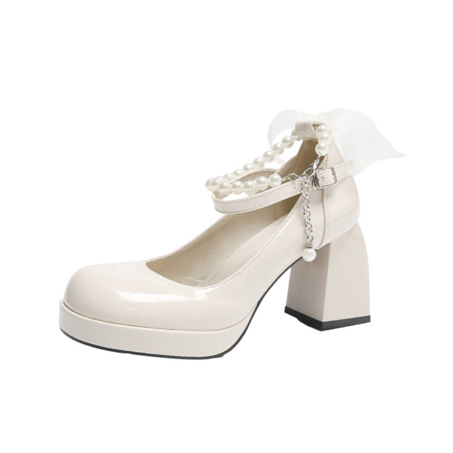 CHERRY&KALIKA Microfiber Leather Chunky Heel High Heels Women's