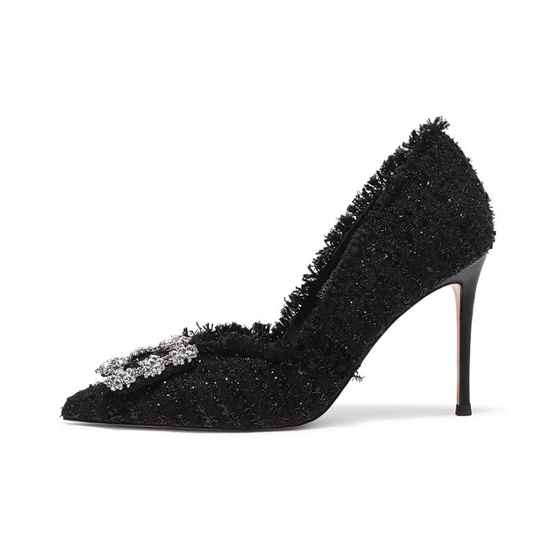 Coup De Foudre Fabric Slim Heel High Heels 9.5cm Women's