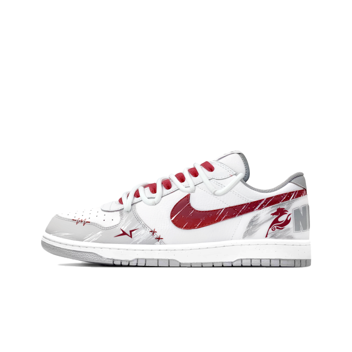 Nike Nike Big Phantom Dragon Horse Leather Cushioning Low top Skateboard Shoes Men's White Red