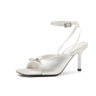 TADSW Satin One Strap Sandals Women's Silver