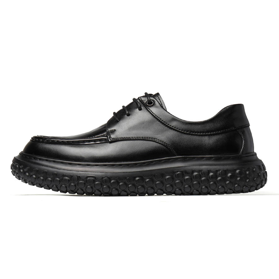 HUITE Top Grain Cow Leather Low top Casual Shoes Men's Black