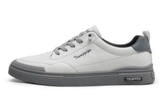 TRUMPPIPE Top Grain Cow Leather Low top Stylish Skateboarding Shoes Men's Gray