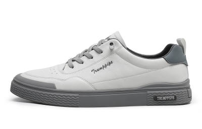 TRUMPPIPE Top Grain Cow Leather Low top Stylish Skateboarding Shoes Men's Gray