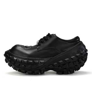 SUFEIDIMAN Cow Leather Low top Chunky Sneakers Men's Black