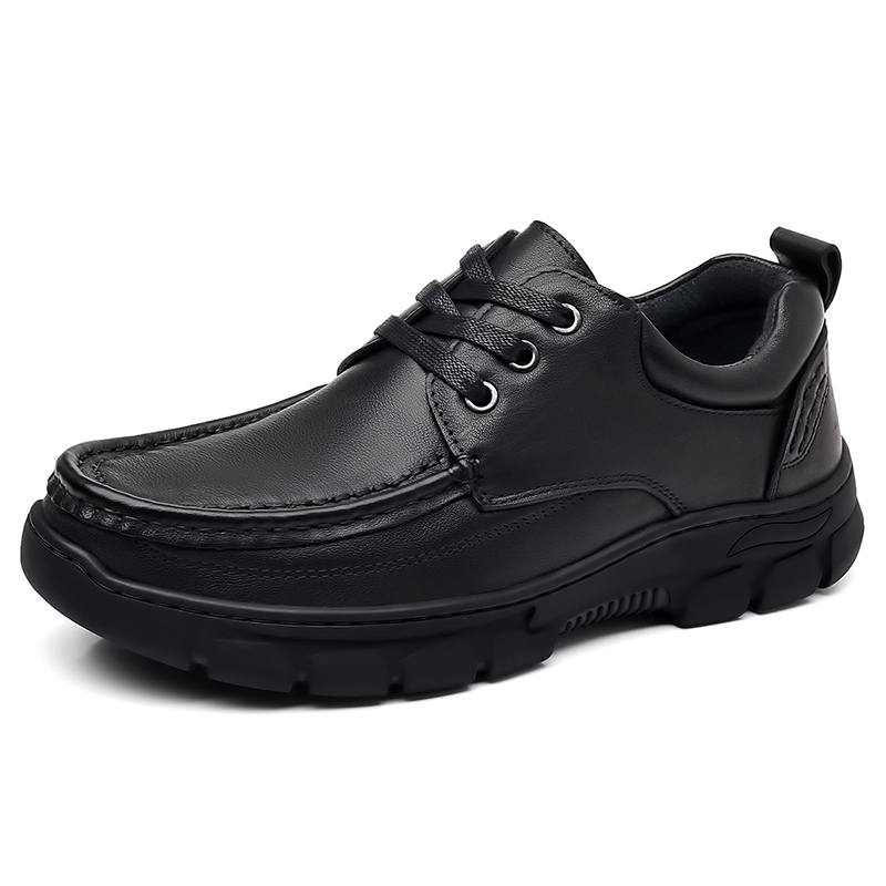 JANECO Top Grain Cow Leather Casual Shoes Men's Black