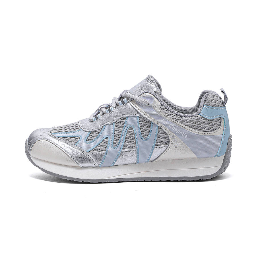 La Chapelle Artificial Leather Abrasion Resistant Rebound Low top Casual Shoes Women's Silver Gray Blue