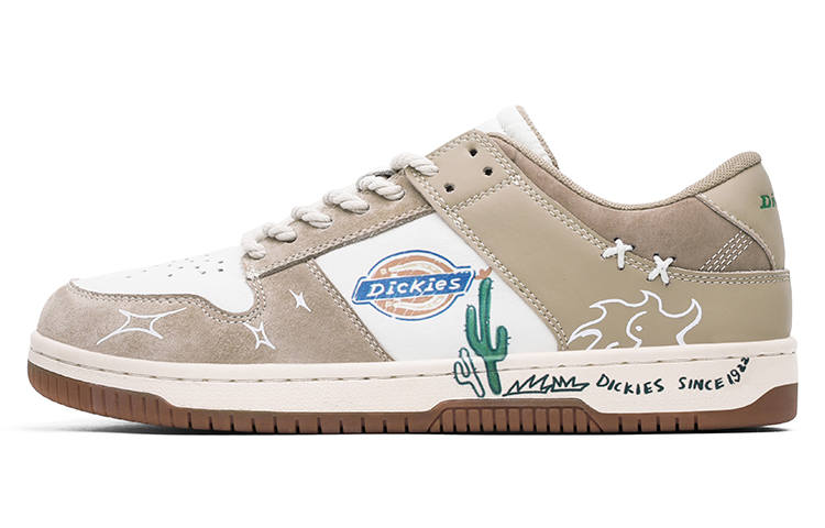 Dickies Slip Resistant, Abrasion Resistant, Lightweight Low top DUNK Skateboard Shoes Men's White Khaki