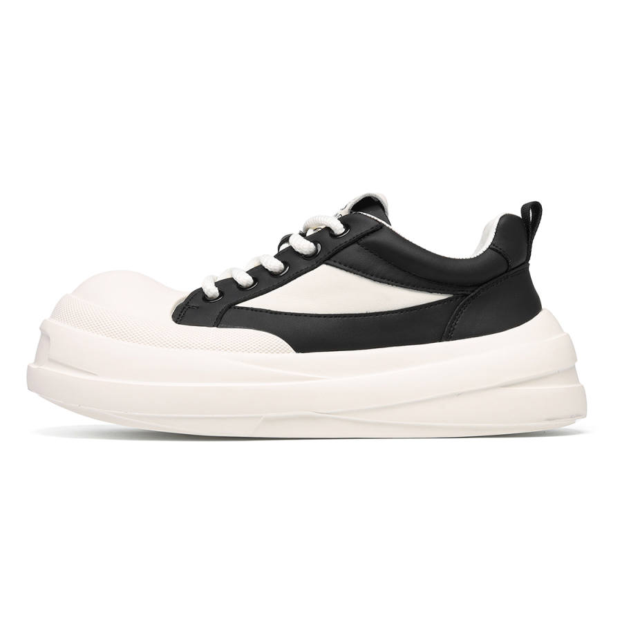 HUITE Cow Split Leather Low top Skateboard Shoes Men's Black