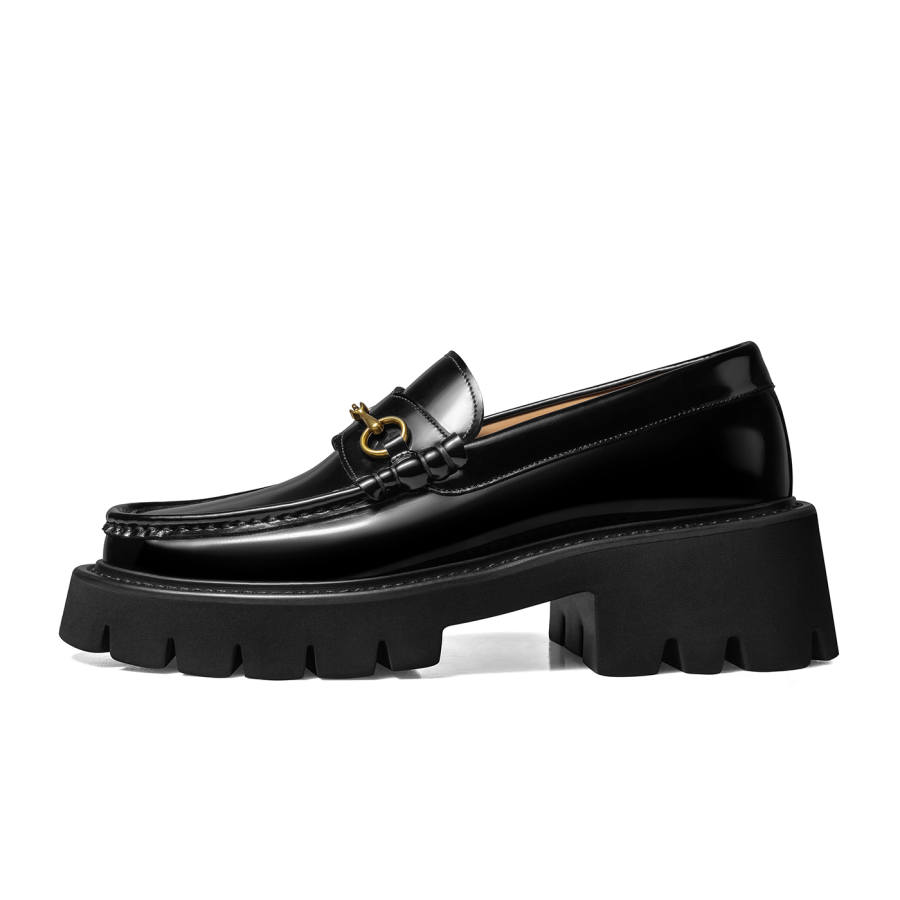 THOM WILLS Elegance Versatile Slip on JK Small Leather Shoes Top Grain Cow Leather Loafers Women's Black