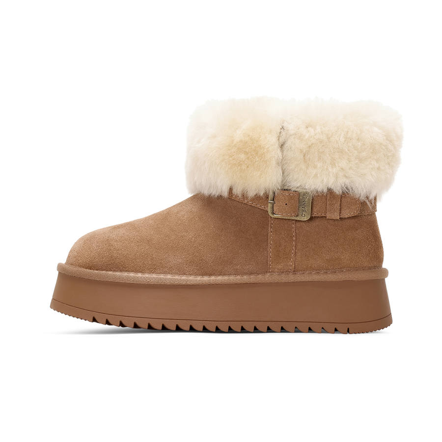 C°BANNER Cow Split Leather Thermal Abrasion Resistant Short Snow Boots Women's