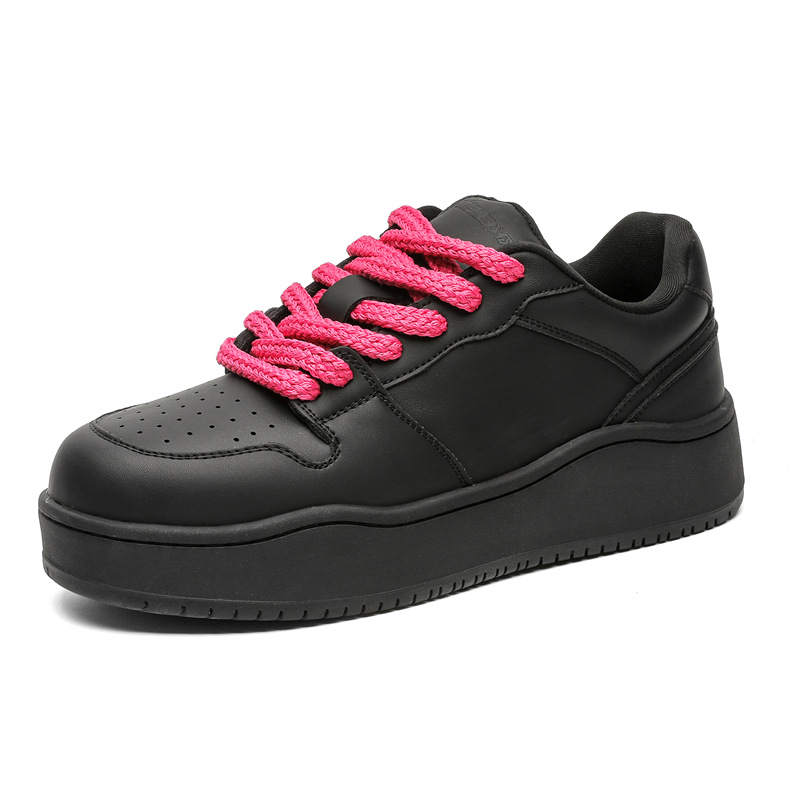 KACHILANG Synthetic Leather Height Increasing Height Increasing Low top Skateboard Shoes Unisex Black