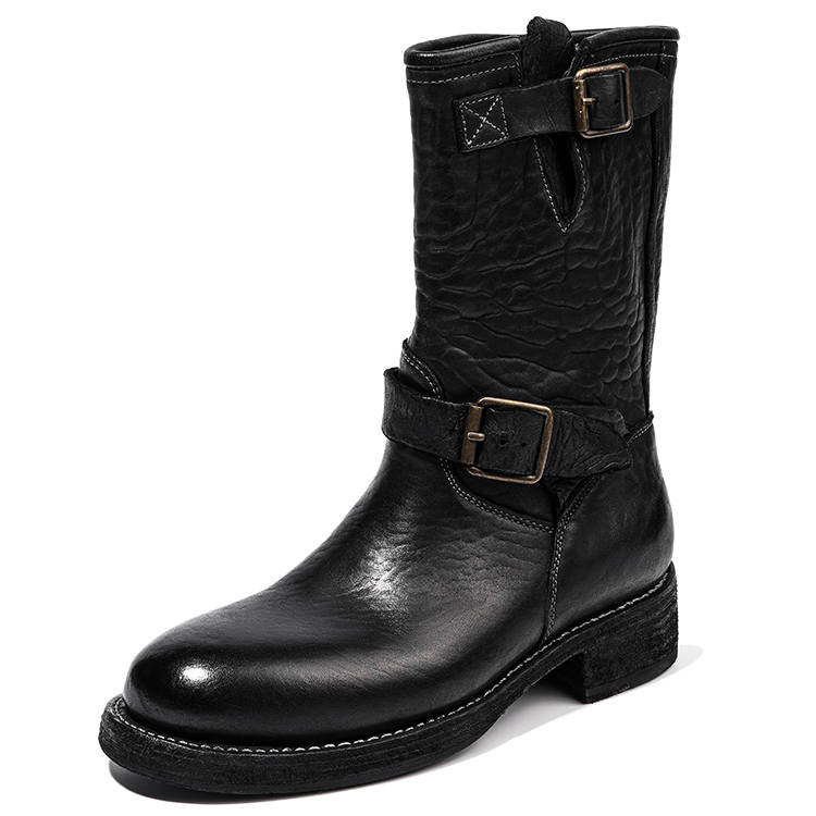 Dreambox Dreambo Horse Leather Ankle Boots 4.5cm Women's Black