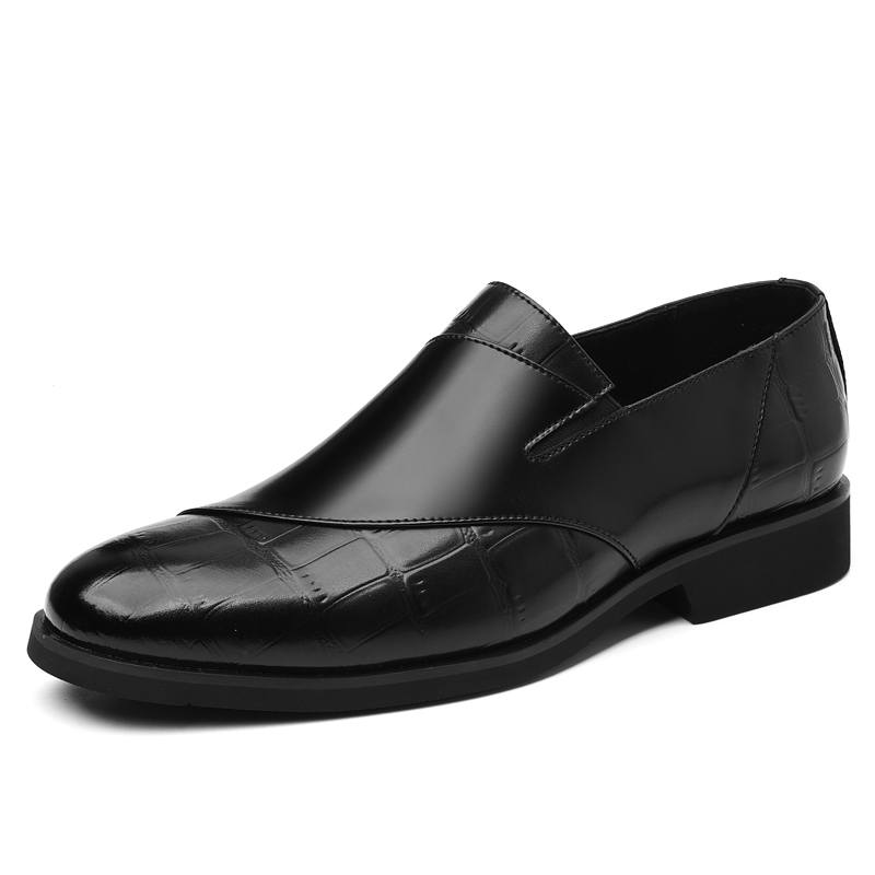 Shanpijiang Casual Leather Shoes Men's Low Top Black/Brown