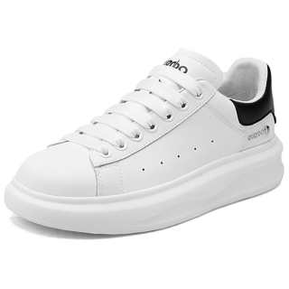 EDENBO Cow Split Leather Abrasion Resistant Abrasion Resistant Low top Casual Shoes Men's White