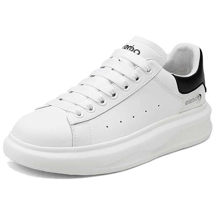 EDENBO Cow Split Leather Abrasion Resistant Abrasion Resistant Low top Casual Shoes Men's White