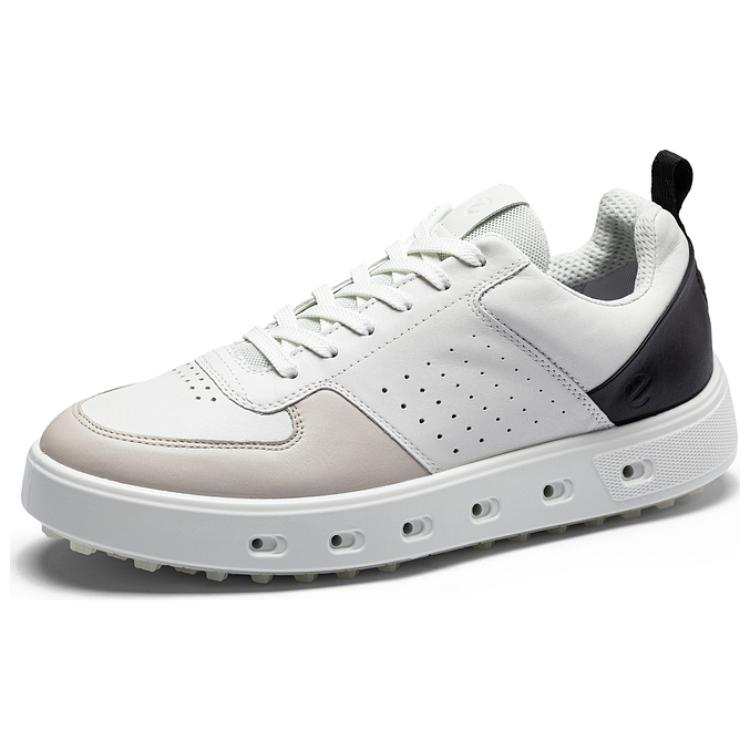 Ecco Cow Leather Low top Skateboard Shoes Men's White/Black/Sand Gray