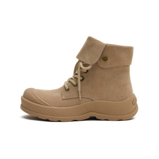 MASOOMAKE Ugly Cute Design Collection Cow Suede Short Combat Boots Women's